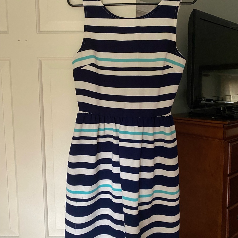 Navy and white lightweight summer dress